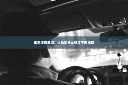 东莞侦探取证：出轨到什么程度不能挽回