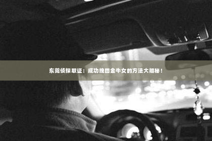 东莞侦探取证：成功挽回金牛女的方法大揭秘！