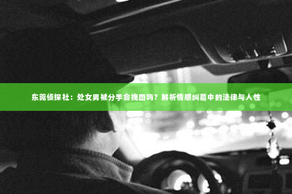 东莞侦探社：处女男被分手会挽回吗？解析情感纠葛中的法律与人性