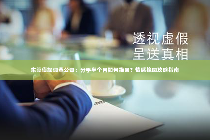 东莞侦探调查公司：分手半个月如何挽回？情感挽回攻略指南