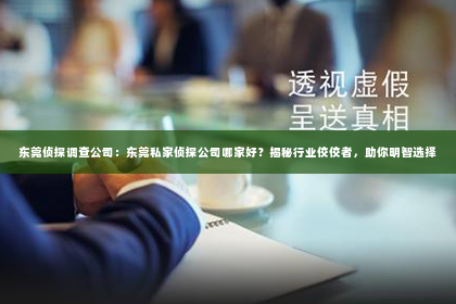 东莞侦探调查公司：东莞私家侦探公司哪家好？揭秘行业佼佼者，助你明智选择
