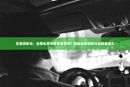 东莞侦探社：云南私家侦探哪家好找？揭秘云南侦探行业那些事儿
