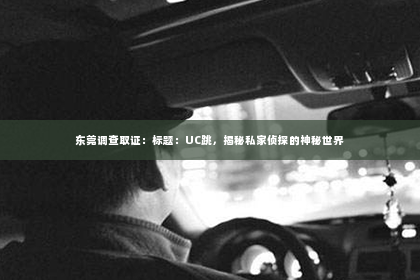 东莞调查取证：标题：UC跳，揭秘私家侦探的神秘世界