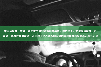 东莞侦探社：磁县，这个位于河北省南部的县城，历史悠久，文化底蕴深厚。近年来，随着社会的发展，人们对于个人隐私和安全的重视程度越来越高。那么，磁县有私家侦探吗？这个问题，或许很多人都在好奇。