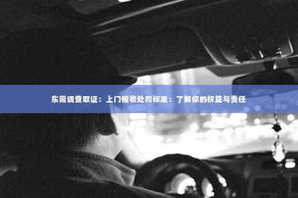 东莞调查取证：上门催收处罚标准：了解你的权益与责任