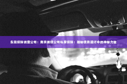 东莞侦探调查公司：南京要债公司私家侦探：揭秘债务追讨中的神秘力量