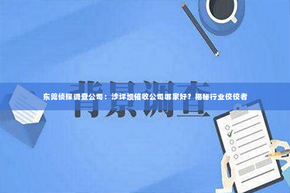 东莞侦探调查公司：沙坪坝催收公司哪家好？揭秘行业佼佼者