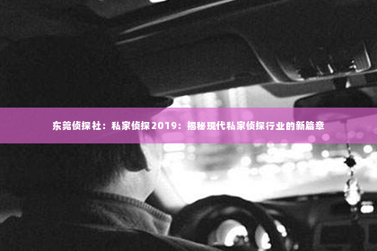 东莞侦探社：私家侦探2019：揭秘现代私家侦探行业的新篇章