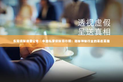 东莞侦探调查公司：中国私家侦探排行榜：揭秘神秘行业的幕后英雄