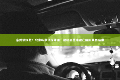 东莞侦探社：北京私家侦探诈骗：揭秘那些隐藏在阴影中的陷阱