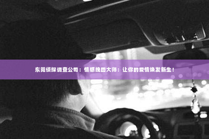 东莞侦探调查公司：情感挽回大师：让你的爱情焕发新生！