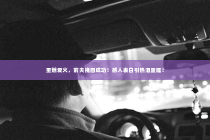 重燃爱火，前夫挽回成功！感人表白引热泪盈眶！