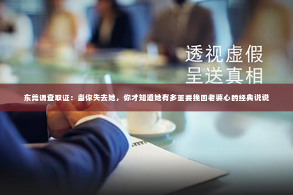 东莞调查取证：当你失去她，你才知道她有多重要挽回老婆心的经典说说