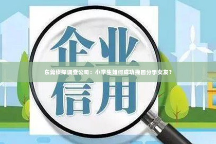东莞侦探调查公司：小学生如何成功挽回分手女友？