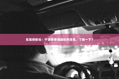 东莞侦探社：宁波情感挽回机构排名，了解一下？