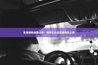 东莞侦探调查公司：如何让小企鹅重新爱上你