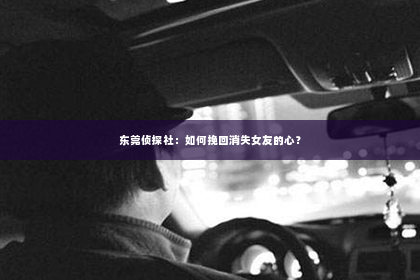 东莞侦探社：如何挽回消失女友的心？