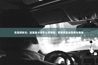东莞侦探社：巨蟹座分手怎么样挽回：情感修复的指南与策略