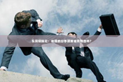 东莞侦探社：谁提的分手就要谁先挽回吗？
