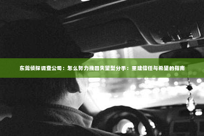 东莞侦探调查公司：怎么努力挽回失望型分手：重建信任与希望的指南