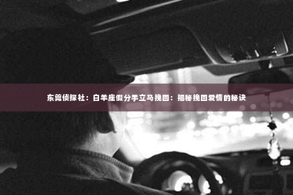 东莞侦探社：白羊座假分手立马挽回：揭秘挽回爱情的秘诀