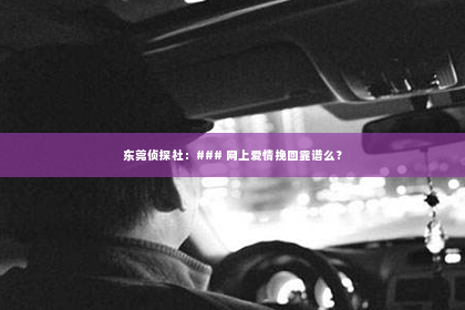 东莞侦探社：### 网上爱情挽回靠谱么？