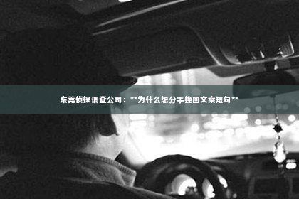 东莞侦探调查公司：**为什么想分手挽回文案短句**