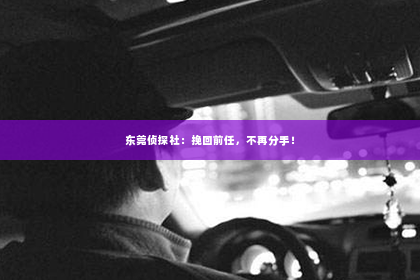 东莞侦探社：挽回前任，不再分手！