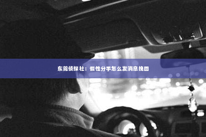 东莞侦探社：假性分手怎么发消息挽回