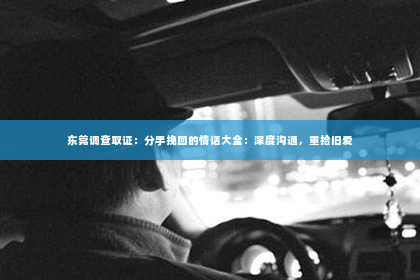 东莞调查取证：分手挽回的情话大全：深度沟通，重拾旧爱
