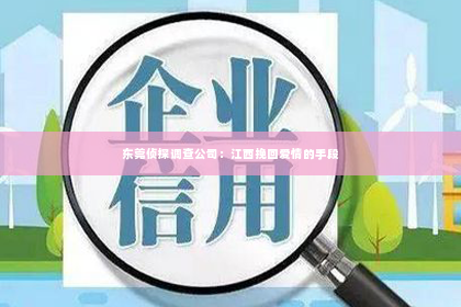 东莞侦探调查公司：江西挽回爱情的手段
