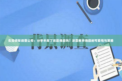 东莞侦探调查公司：分手半年了还能挽回吗？深度解析挽回的可能性与策略