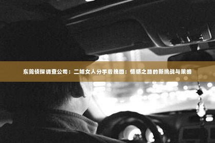 东莞侦探调查公司：二婚女人分手后挽回：情感之路的新挑战与策略