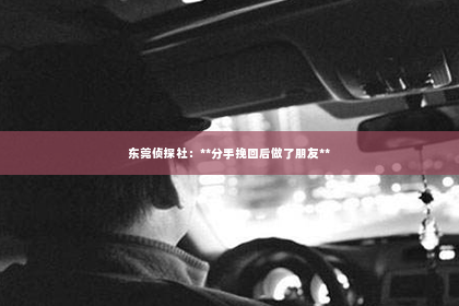 东莞侦探社：**分手挽回后做了朋友**