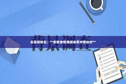 东莞侦探社：**安徽爱情挽回哪家好做的好**