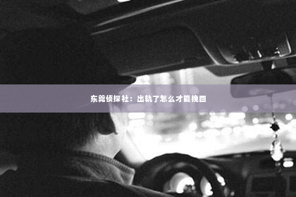 东莞侦探社：出轨了怎么才能挽回