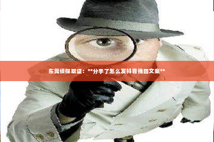 东莞侦探取证：**分手了怎么发抖音挽回文案**